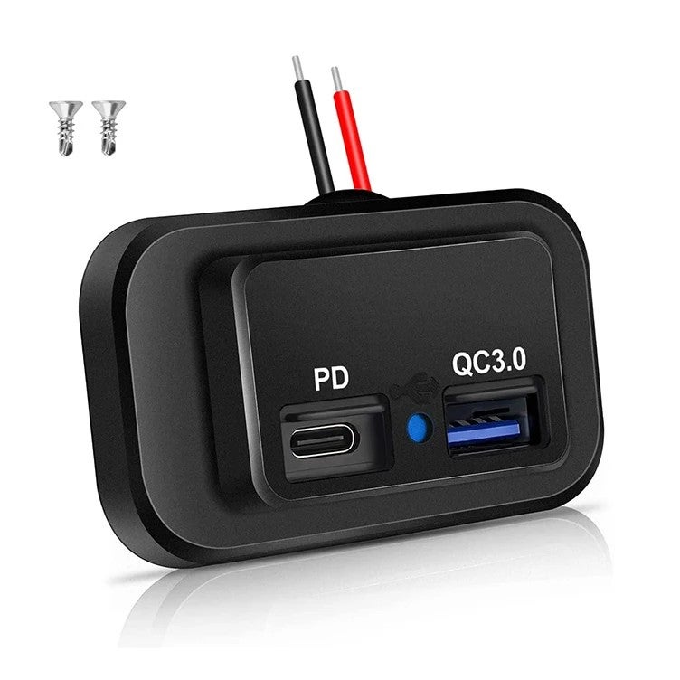 Bluejw Dual USB Car Charger Adapter, PD Type C & QC 3.0 Fast Charging Port, Automobile Charger for Phones & Trucks - Image 1